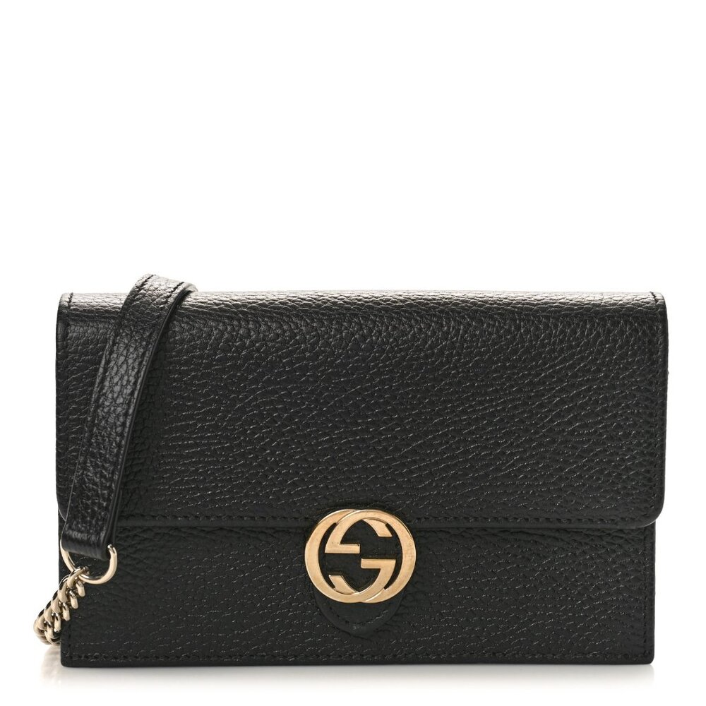 AUTHENTIC GUCCI Black Leather Crossbody Bag